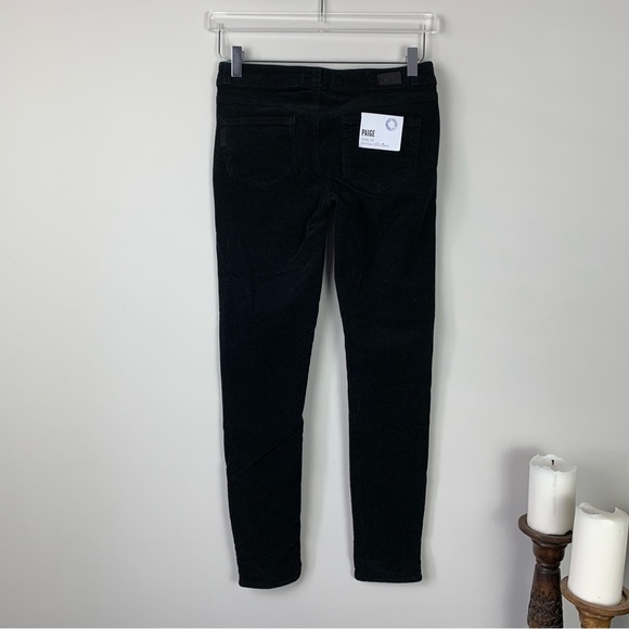 Jeans Paige Verdugo Midrise Ultra Skinny Nero Overdye, Taglia 25, Nuovo Con Etichette